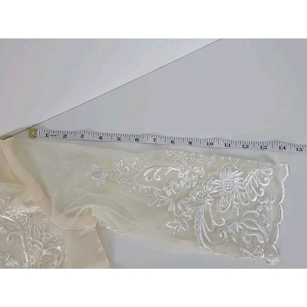 Ivory Floral Embroidered Formal Dress Girls 16/18 Junior S 3/4 Sleeve 45
